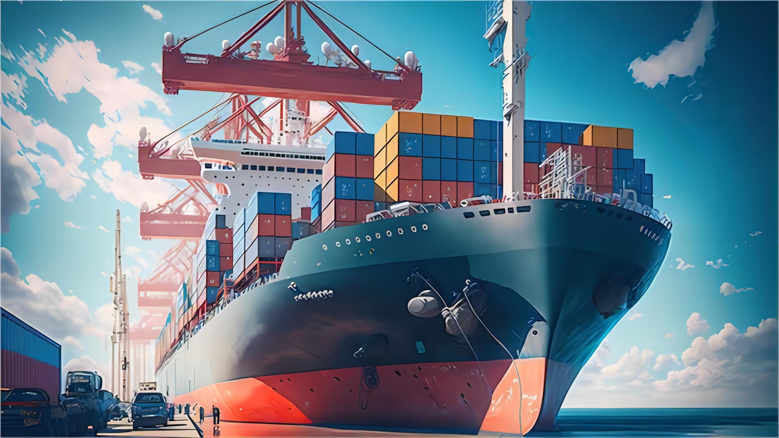 Full container load shipping vessel departing a Chinese port for Mexico