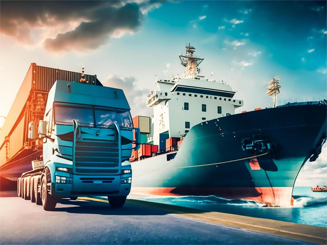 Cargo ship at Jebel Ali Port Dubai handling shipments from China