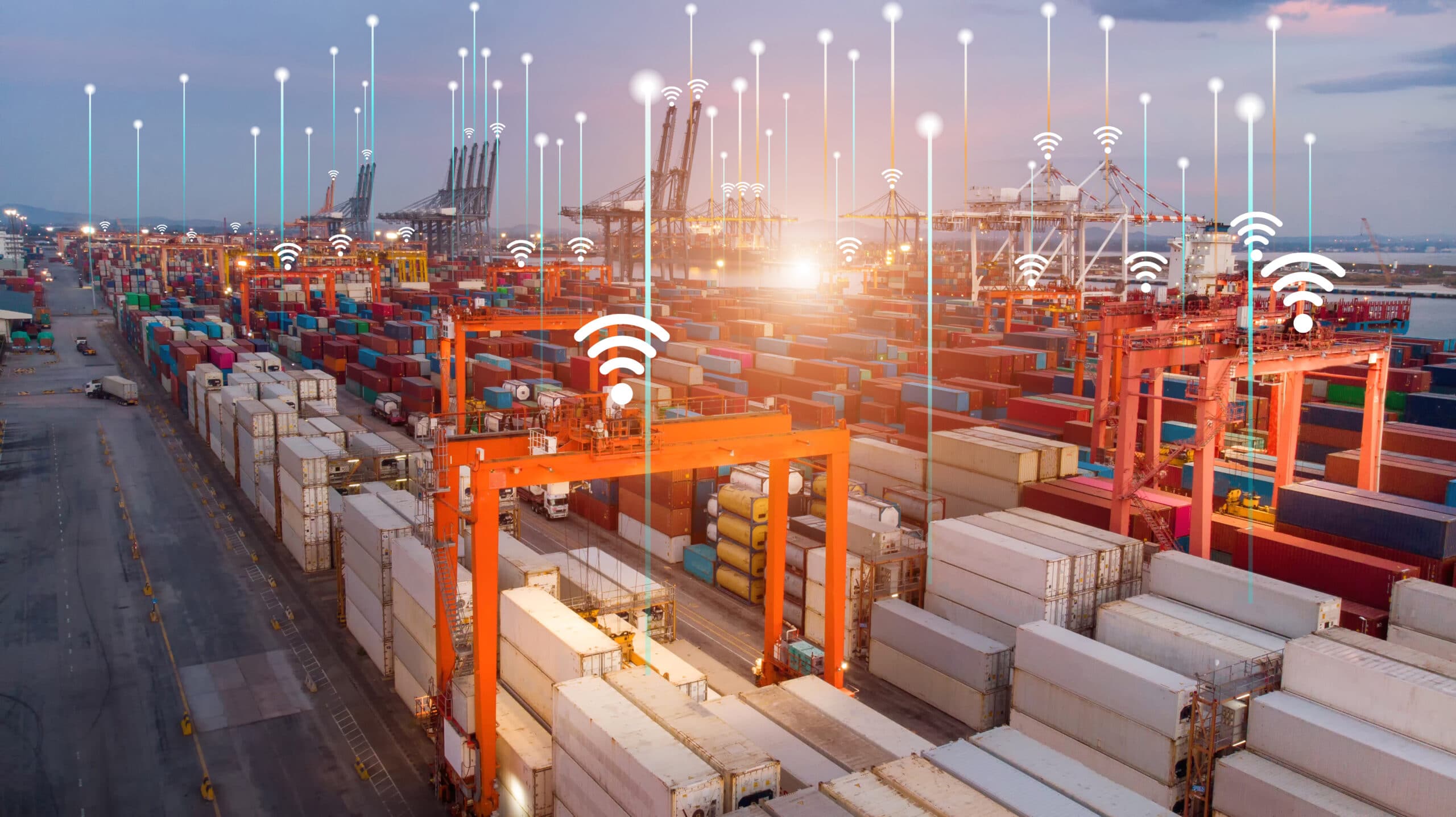 Global shipping and customs clearance process illustration