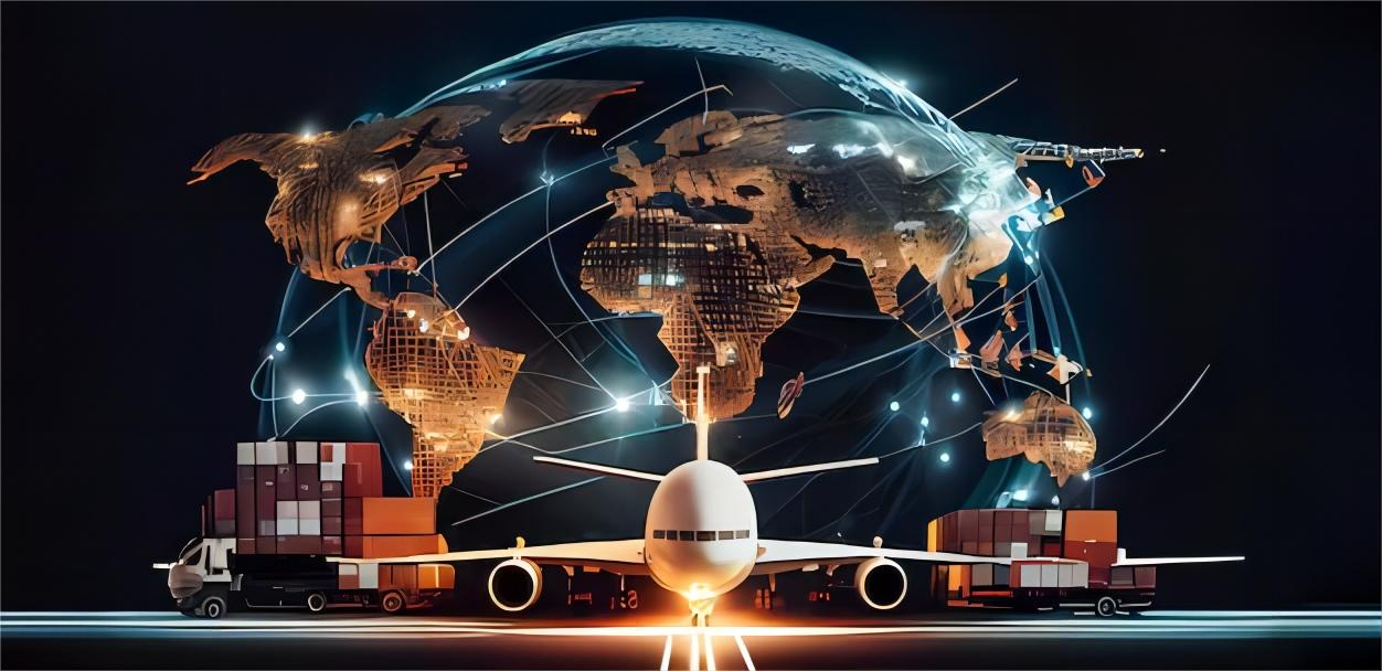 Air freight cargo plane being loaded with ecommerce packages