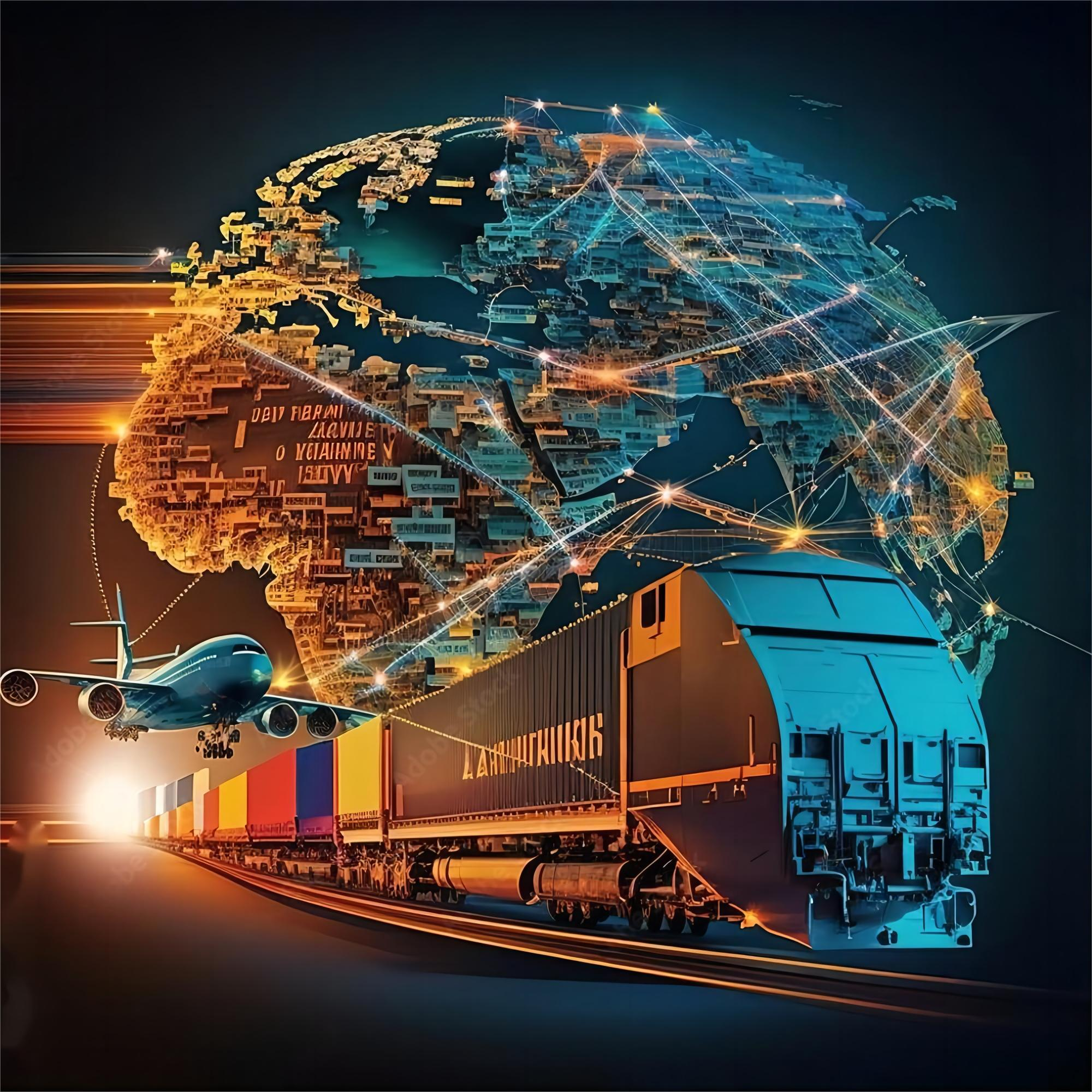 Rail freight train transporting goods from China to Europe